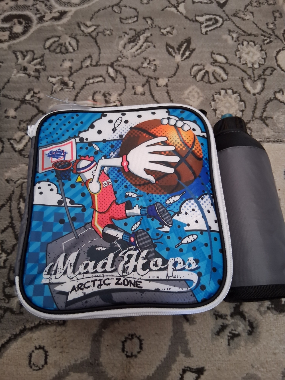 Mad Hops Kids Blue Basketball Lunch Bag with Bottle
